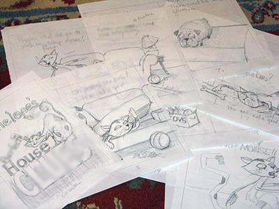 Rough layouts for picture book.
